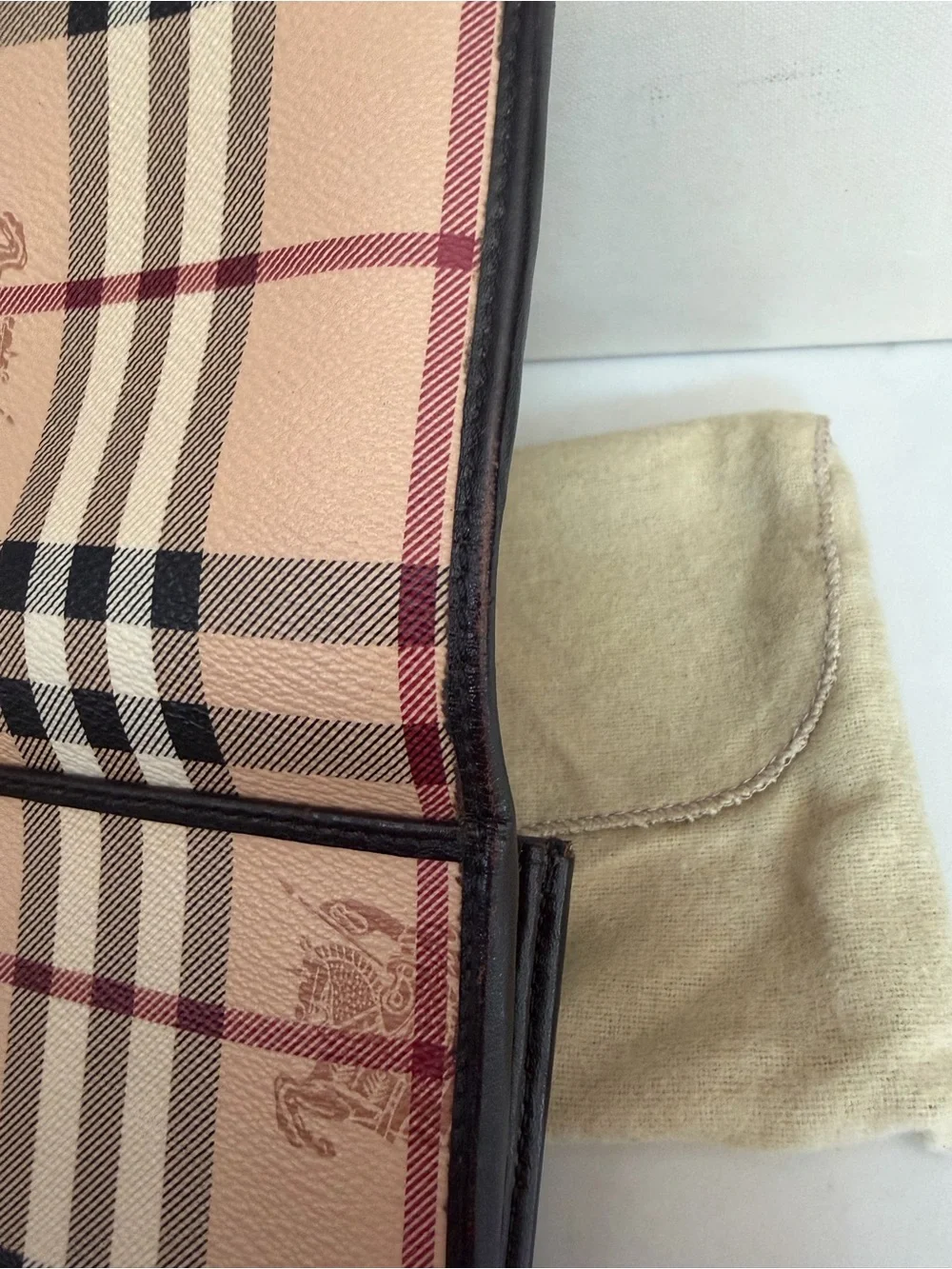 Burberry Haymarket Plaid Fold Wallet with Black Trim